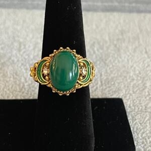 vintage Florenza cocktail ring green stone